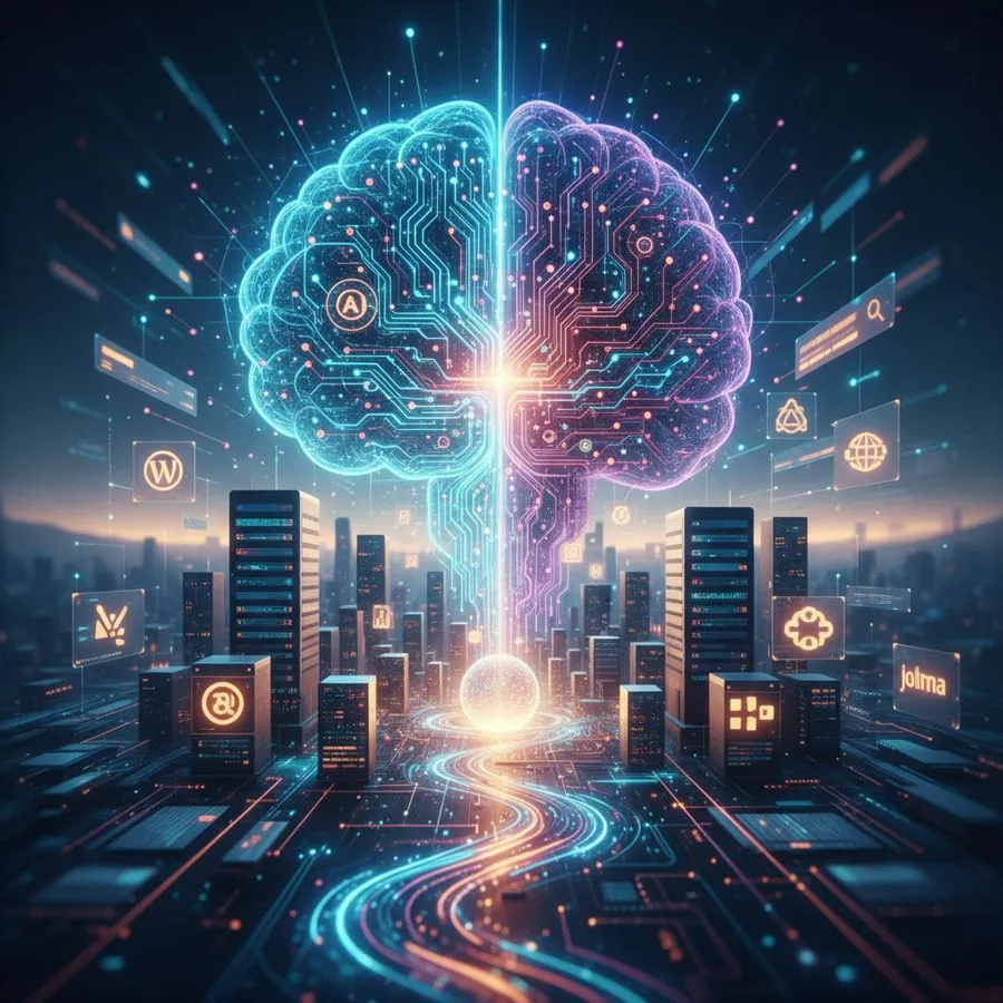 Illustration for the article: Integrating AI SEO tools with popular CMS platforms